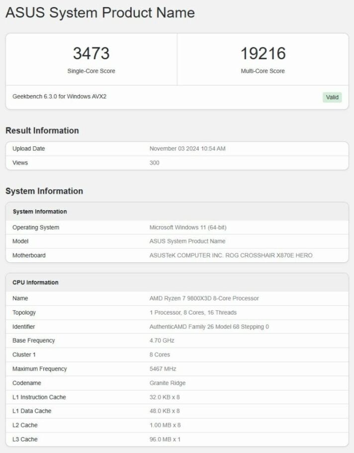 New Geekbench leak presentations Ryzen 7 9800X3D working at 5.46 GHz, outperforming the 7800X3D via 24%