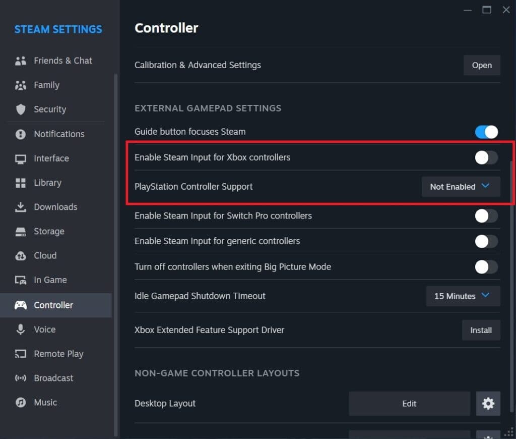 Steam Controller Settings