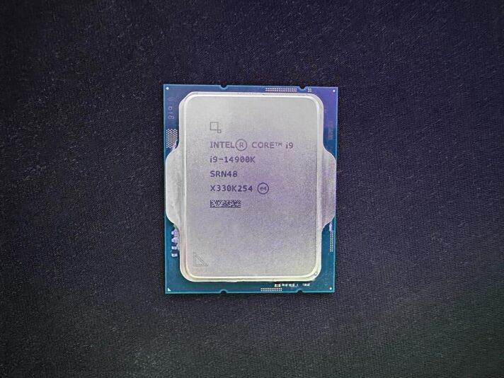 Intel Core i9 14900K review on a black background.